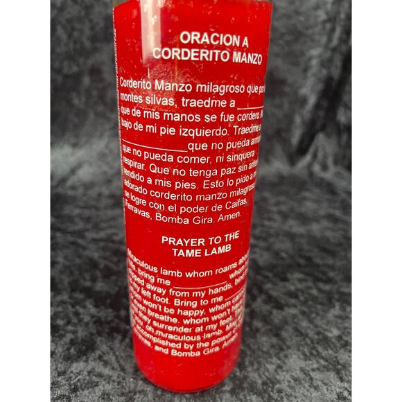 Red Tame Lamb 7-Day Spiritual Candle, Cordero Manso - Picture 2 of 4